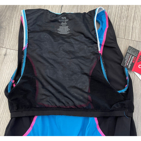 TYR Competitor Womens LOOSE Tri Singlet with Bra Top Blue Black Size XS - $65 - Picture 9 of 10